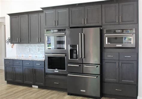 best color cabinets for stainless steel appliances|dark gray stainless steel cabinet.